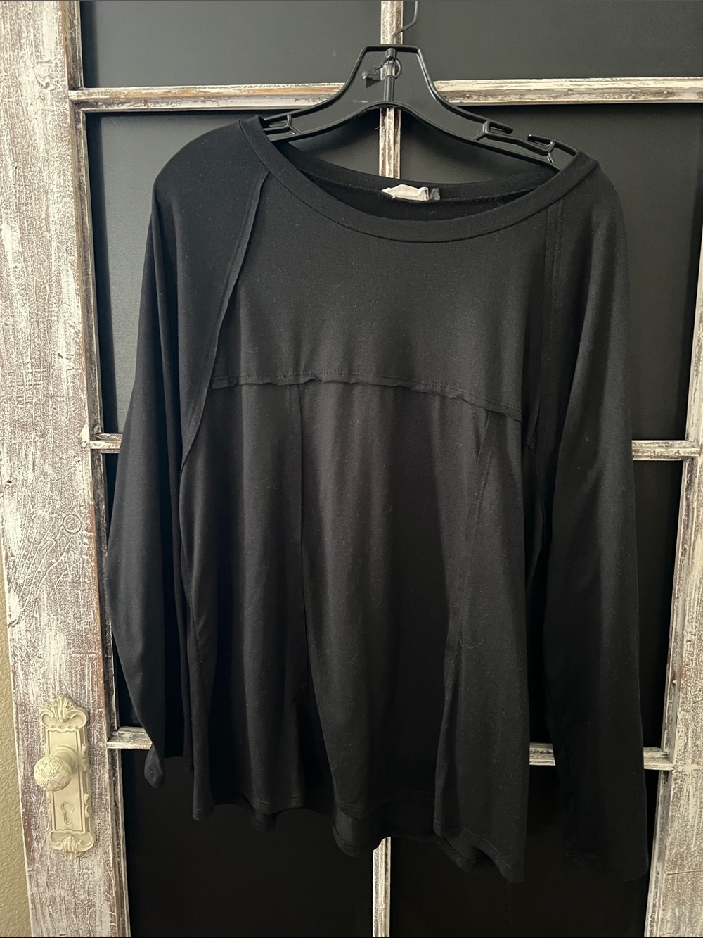 Black medium  Long-Sleeve Women's Top - Classic Crewneck
